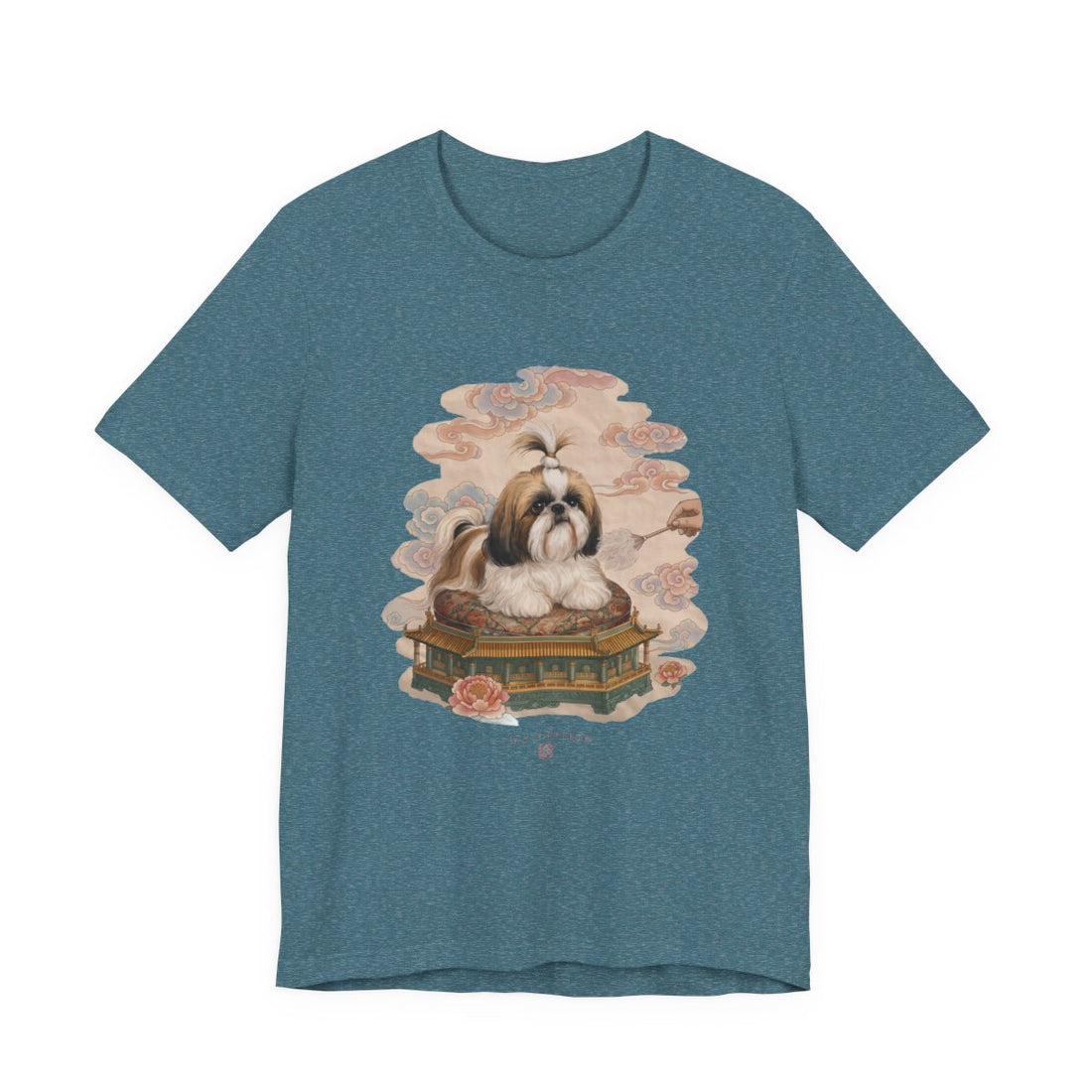 Heather Deep Teal — Front | Shih Tzu 'Tiny Emperor' Tee