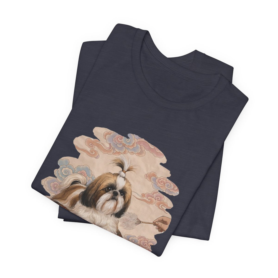 Heather Midnight Navy — Folded | Shih Tzu 'Tiny Emperor' Tee