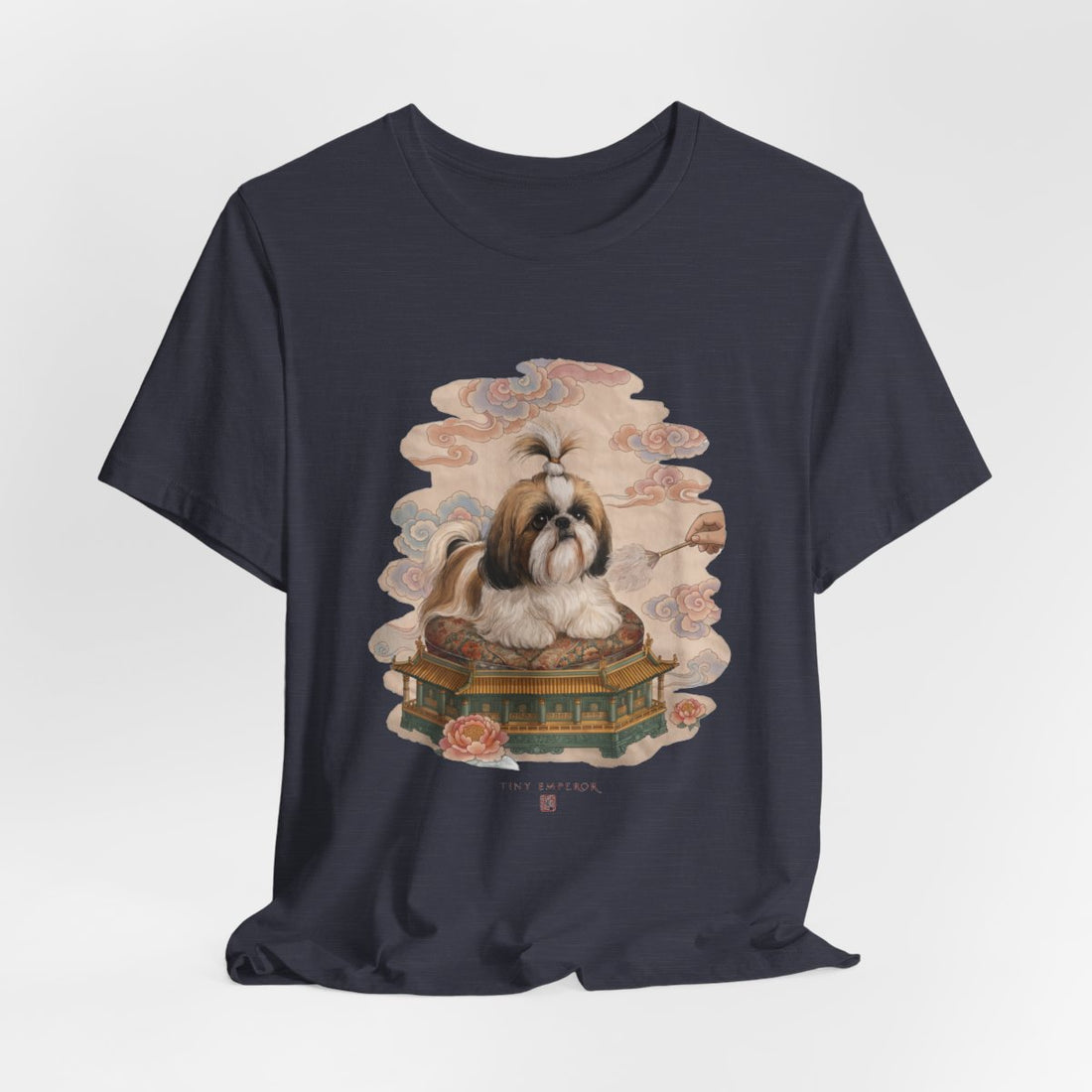 Heather Midnight Navy — Hanging | Shih Tzu 'Tiny Emperor' Tee