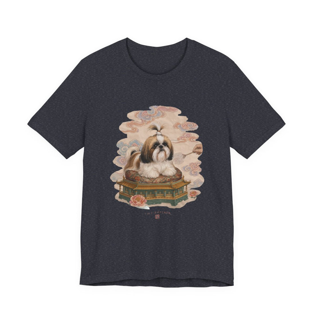 Heather Navy — Front | Shih Tzu 'Tiny Emperor' Tee