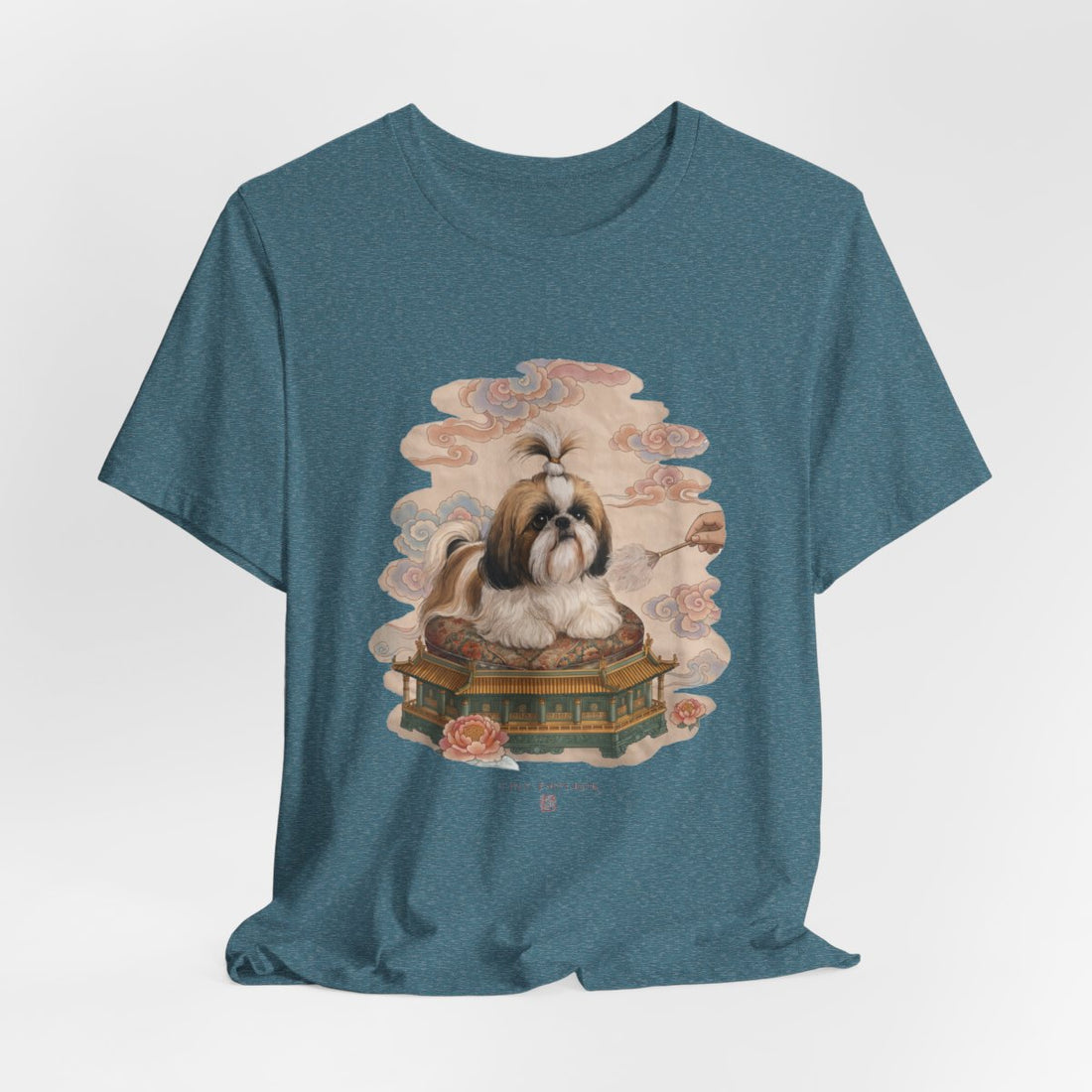 Heather Deep Teal — Hanging | Shih Tzu 'Tiny Emperor' Tee