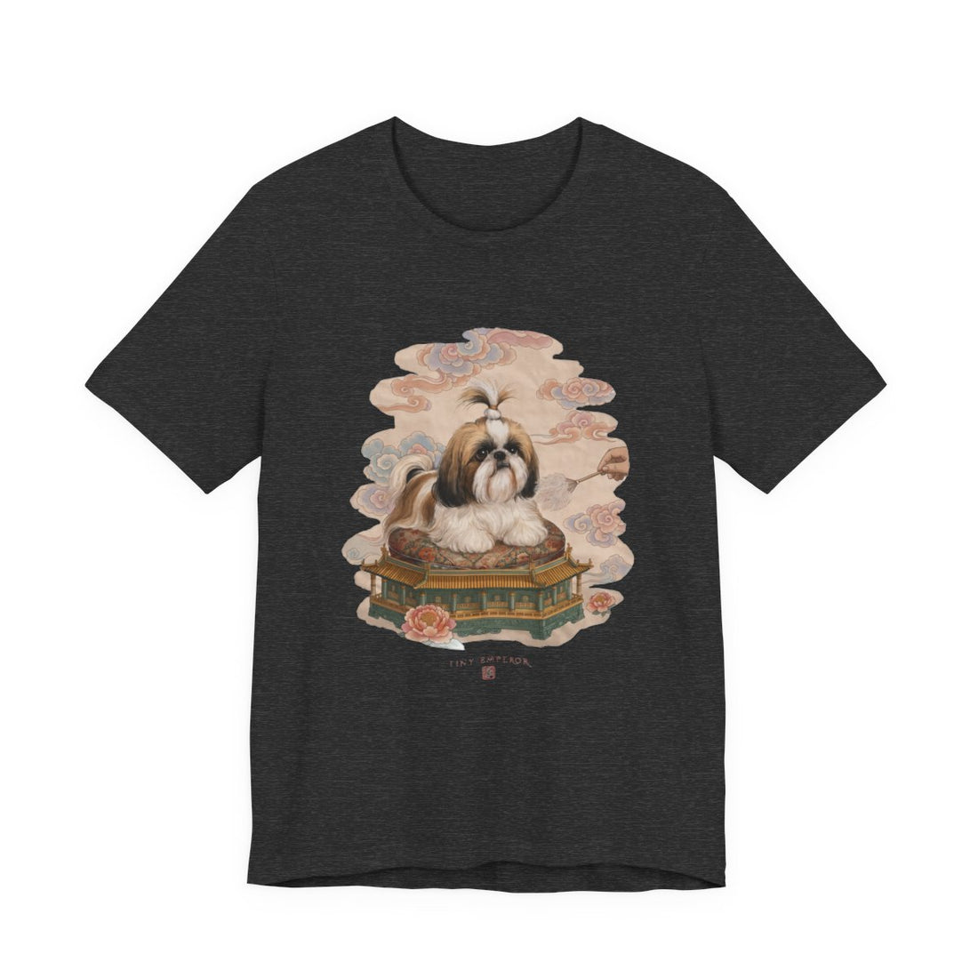 Dark Grey Heather — Front | Shih Tzu 'Tiny Emperor' Tee