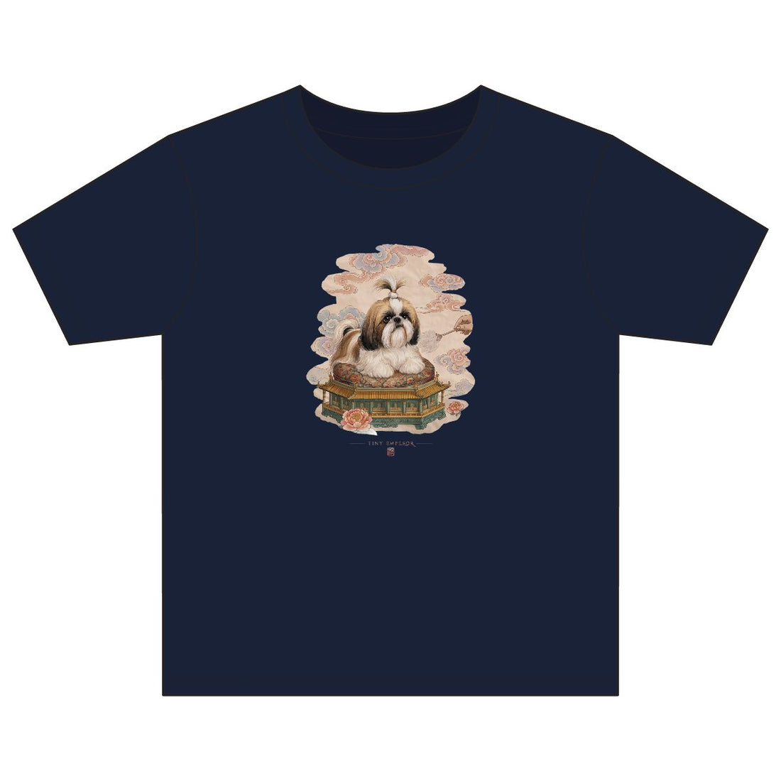Navy — Front | Shih Tzu 'Tiny Emperor' Youth Tee