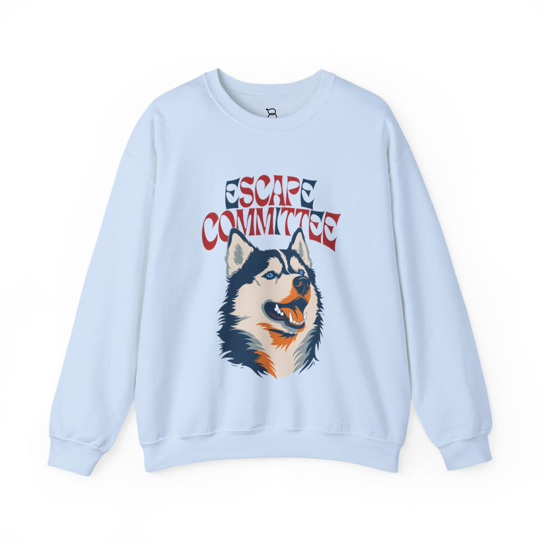 Light Blue — Front | Siberian Husky Escape Committee Crewneck