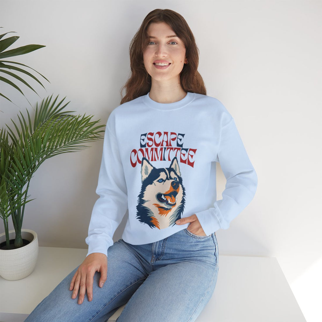 Light Blue — Lifestyle | Siberian Husky Escape Committee Crewneck