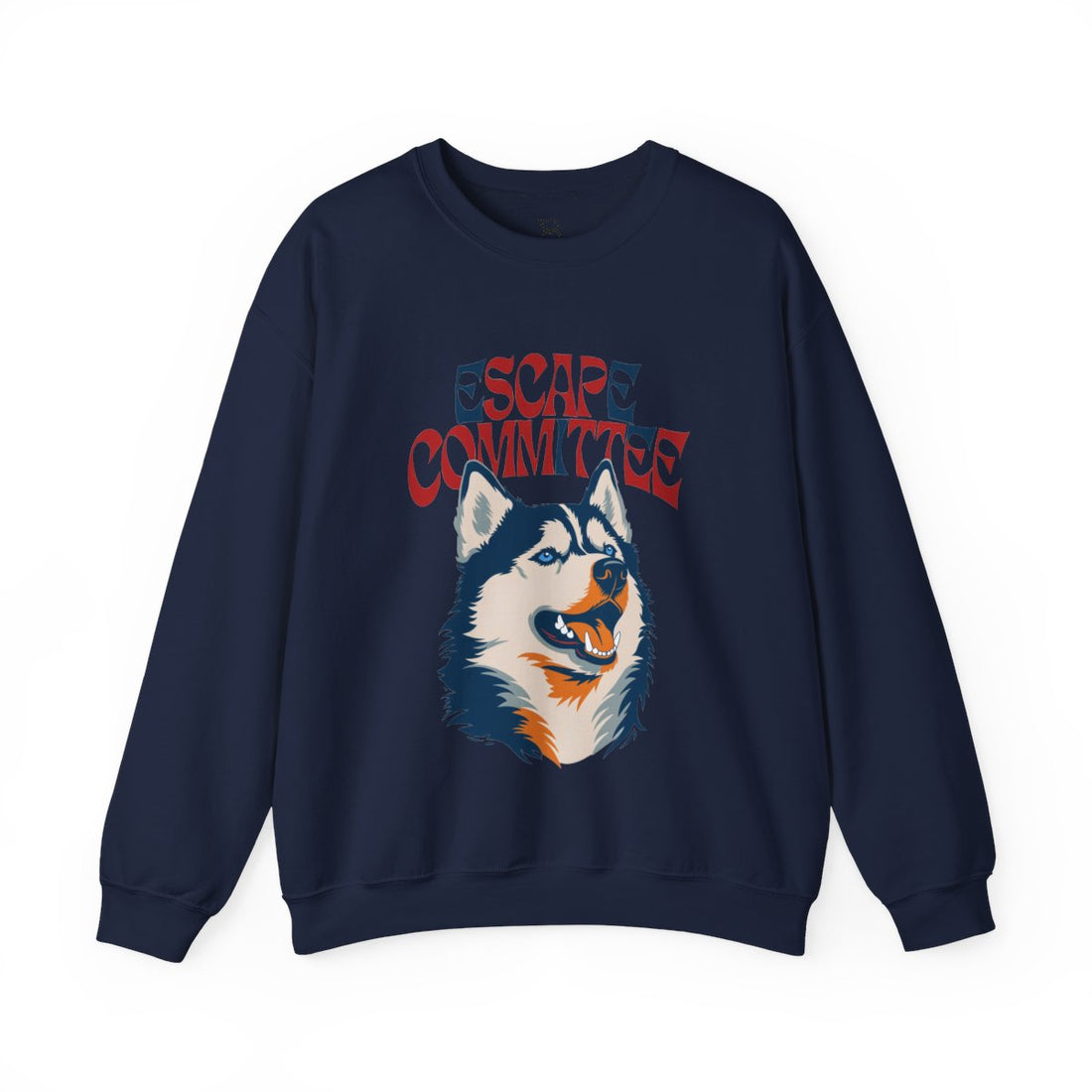 Navy — Front | Siberian Husky Escape Committee Crewneck