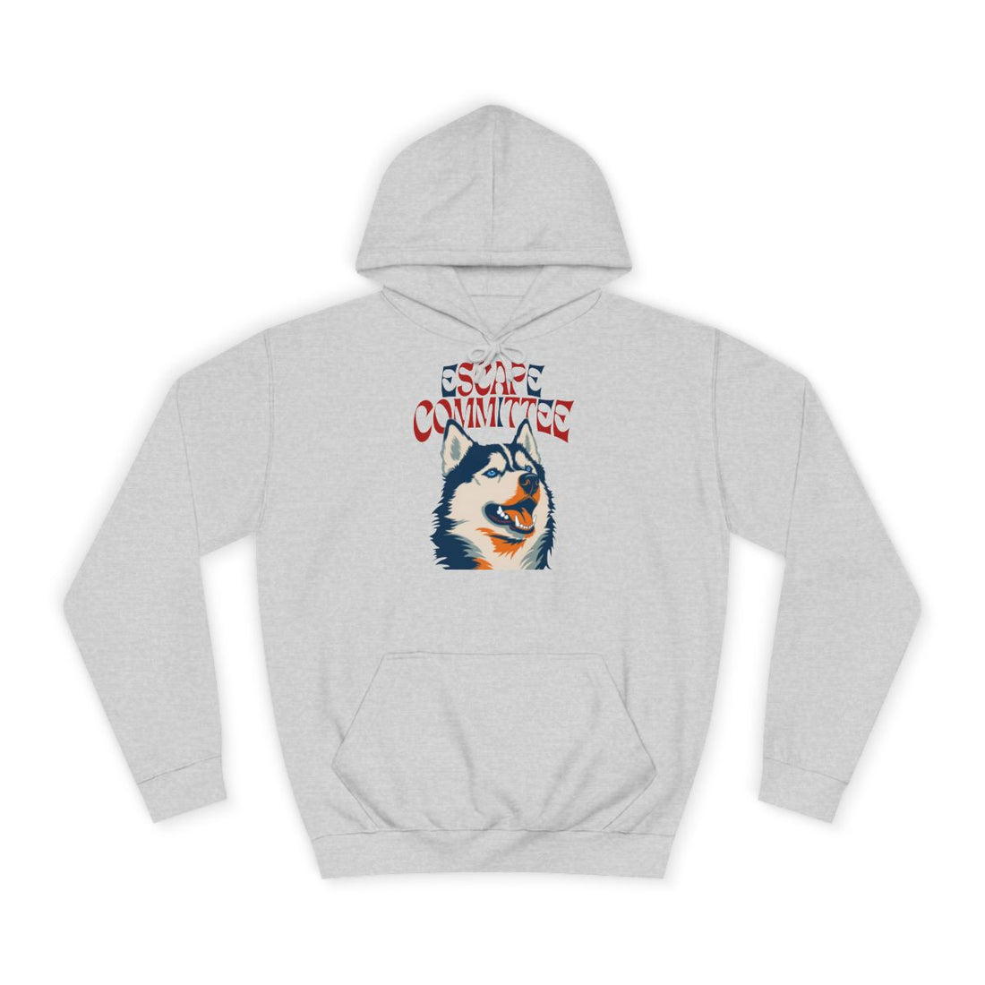 Heather Grey — Front | Siberian Husky Escape Committee Hoodie