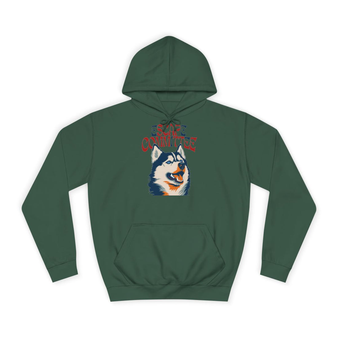 Bottle Green — Front | Siberian Husky Escape Committee Hoodie