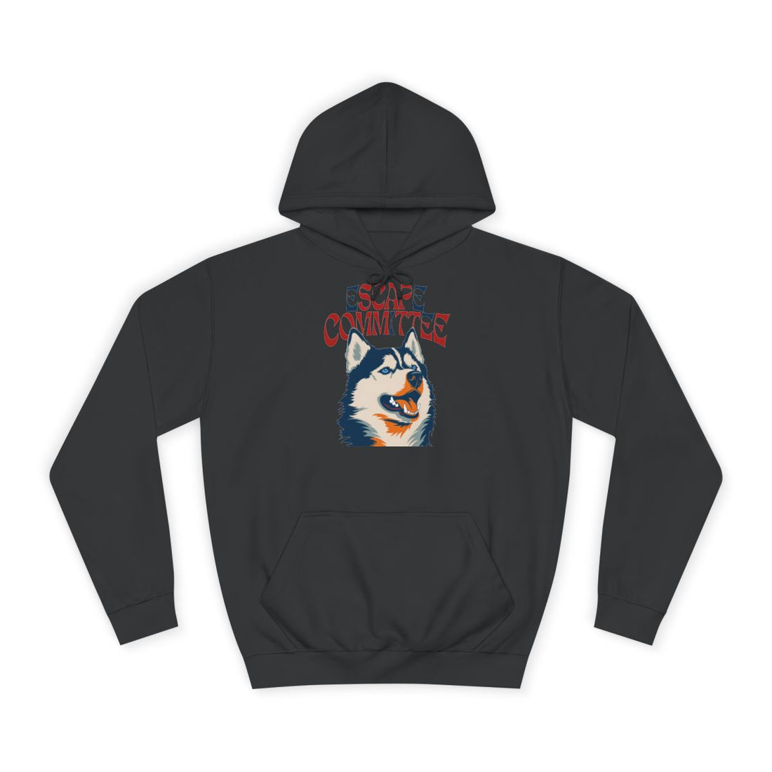 Jet Black — Front | Siberian Husky Escape Committee Hoodie