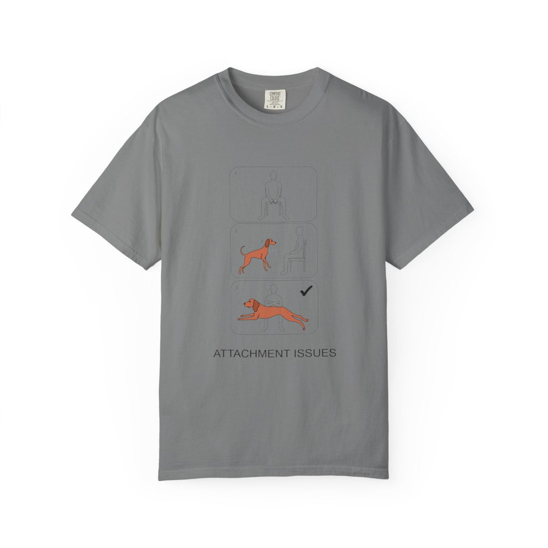 Grey — Front | Vizsla 'Attachment Issues' Garment-Dyed Tee