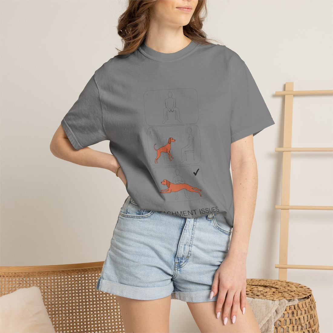 Grey — Lifestyle | Vizsla 'Attachment Issues' Garment-Dyed Tee