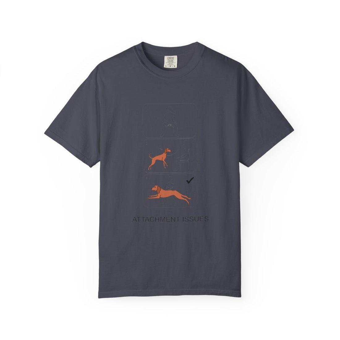 Navy — Front | Vizsla 'Attachment Issues' Garment-Dyed Tee