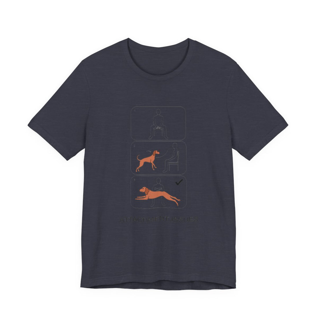 Heather Midnight Navy — Front | Vizsla 'Attachment Issues' Tee