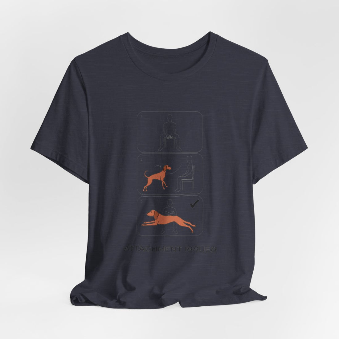 Heather Midnight Navy — Hanging | Vizsla 'Attachment Issues' Tee