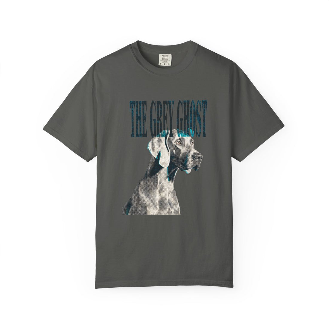 Pepper — Front | Weimaraner 'The Grey Ghost' Garment-Dyed Tee