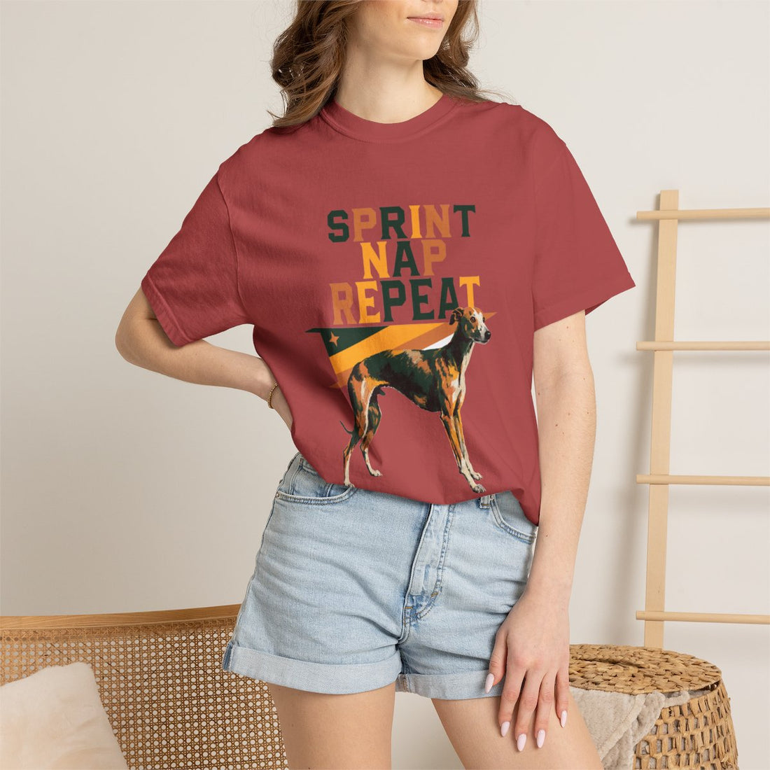 Crimson — Lifestyle | Whippet 'Sprint Nap Repeat' Garment-Dyed Tee