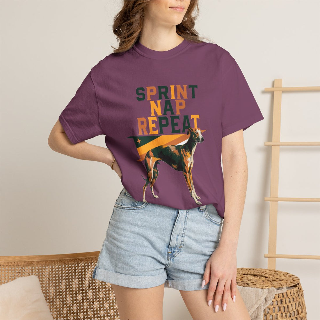 Berry — Lifestyle | Whippet 'Sprint Nap Repeat' Garment-Dyed Tee