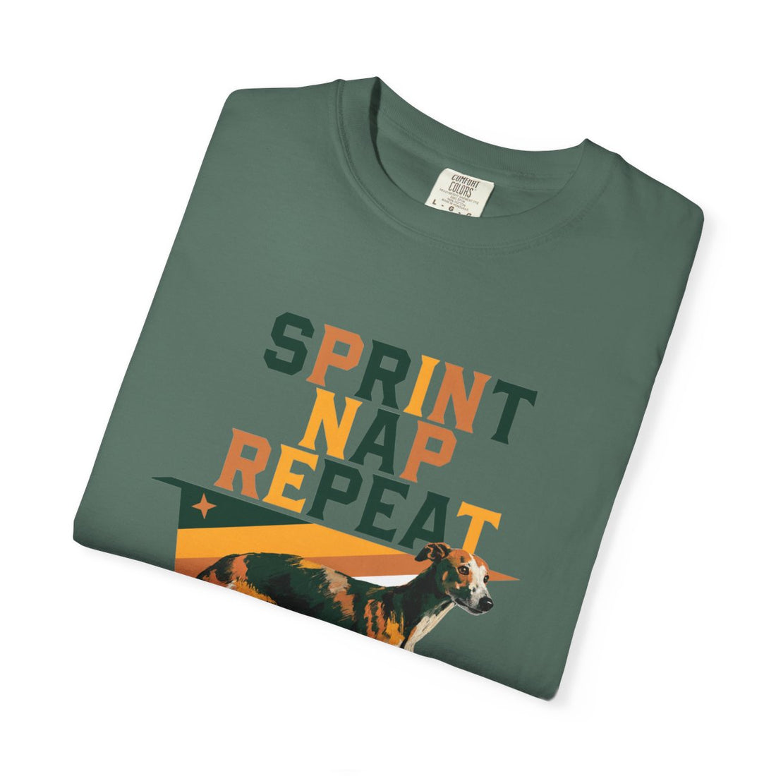 Blue Spruce — Folded | Whippet 'Sprint Nap Repeat' Garment-Dyed Tee