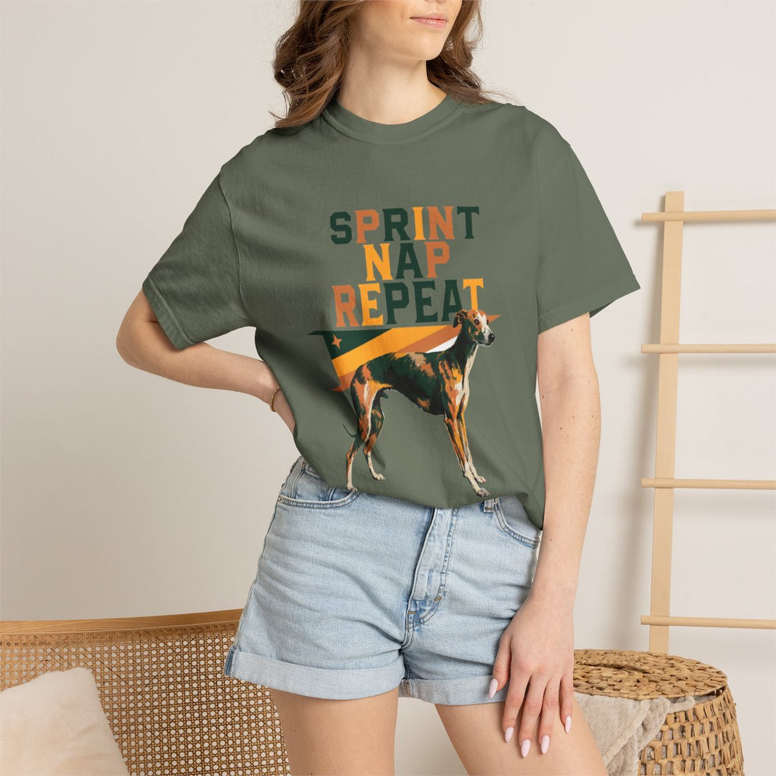 Moss — Lifestyle | Whippet 'Sprint Nap Repeat' Garment-Dyed Tee