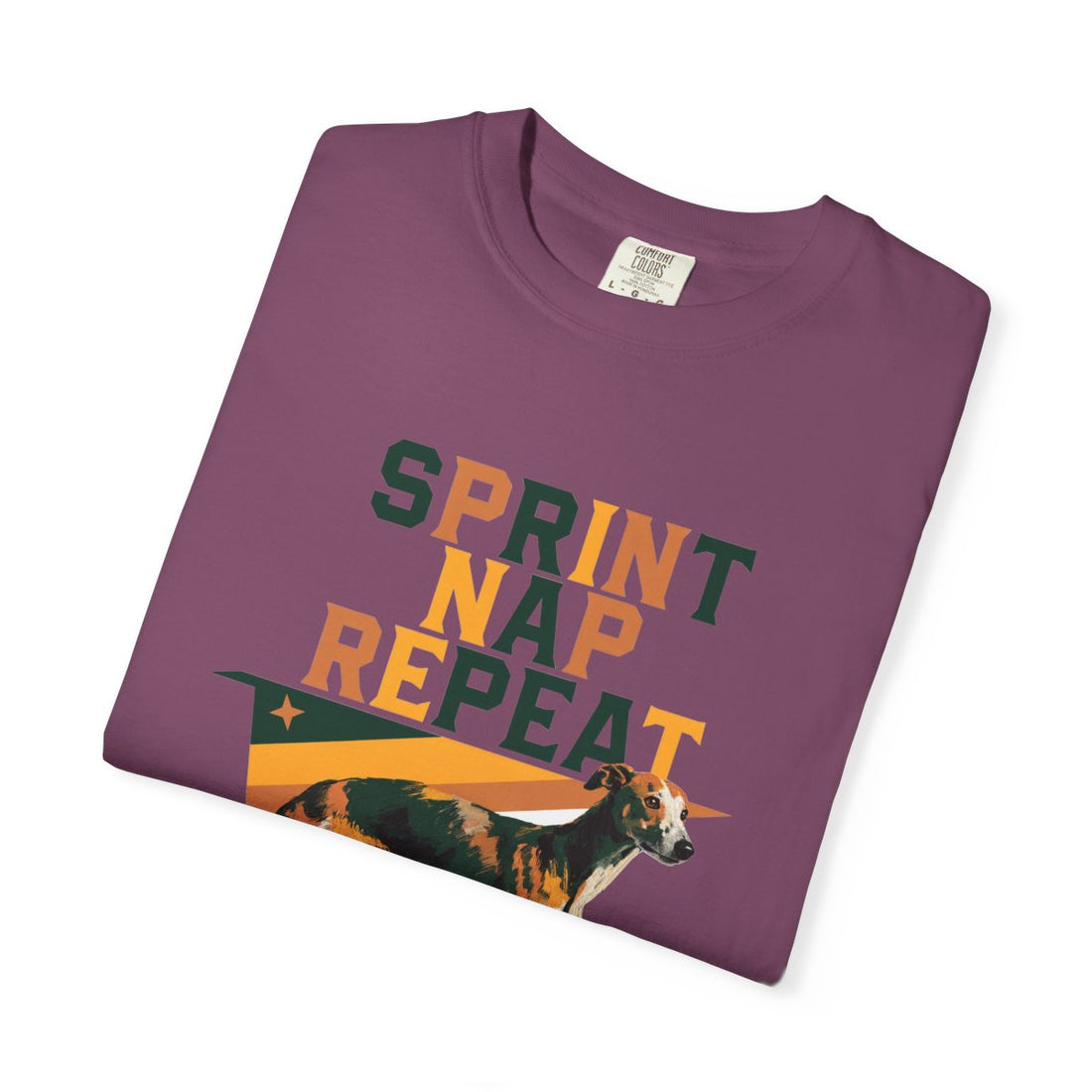 Berry — Folded | Whippet 'Sprint Nap Repeat' Garment-Dyed Tee