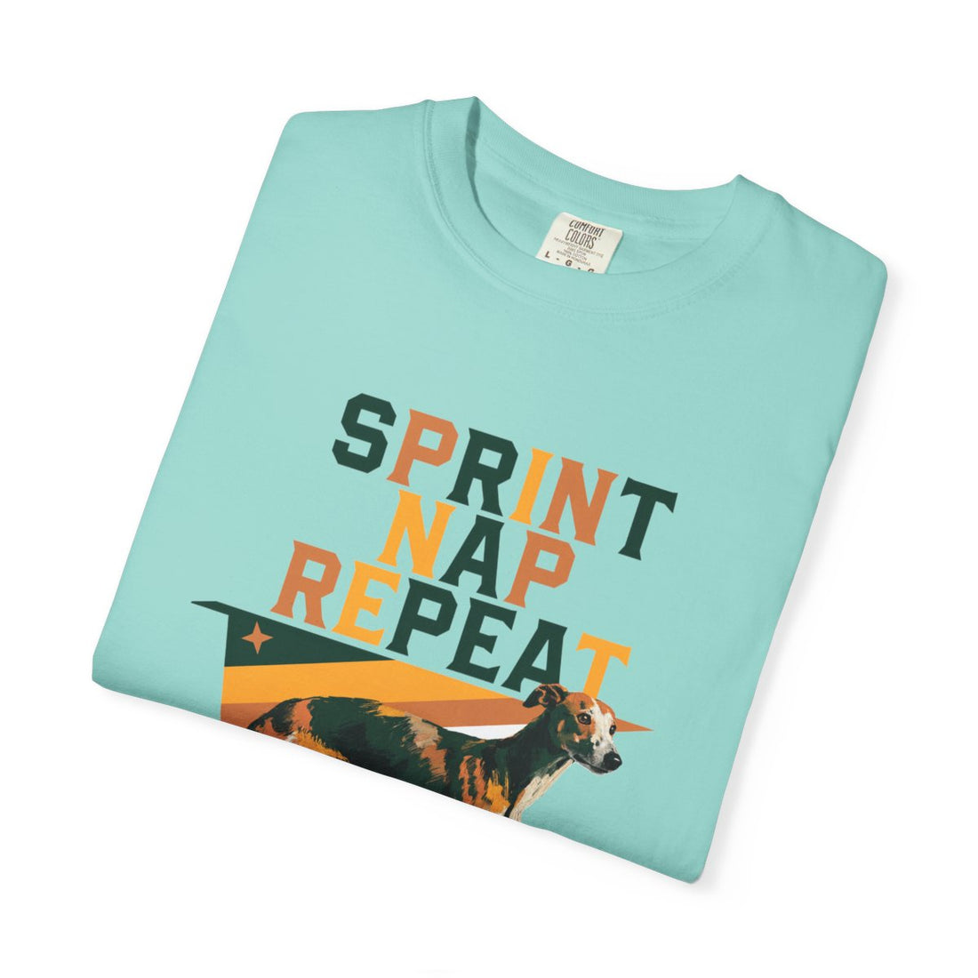 Chalky Mint — Folded | Whippet 'Sprint Nap Repeat' Garment-Dyed Tee
