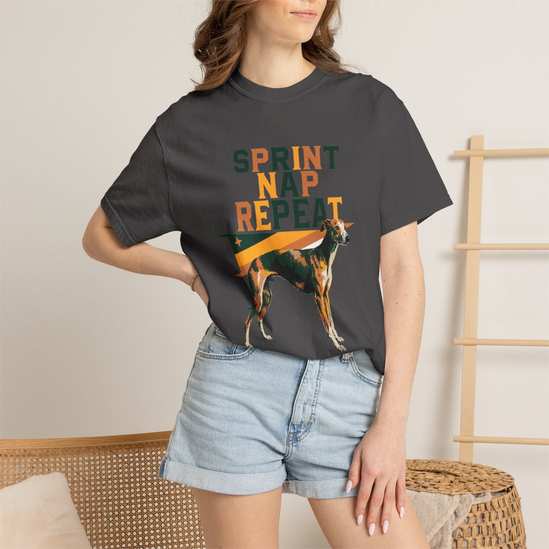 Graphite — Lifestyle | Whippet 'Sprint Nap Repeat' Garment-Dyed Tee