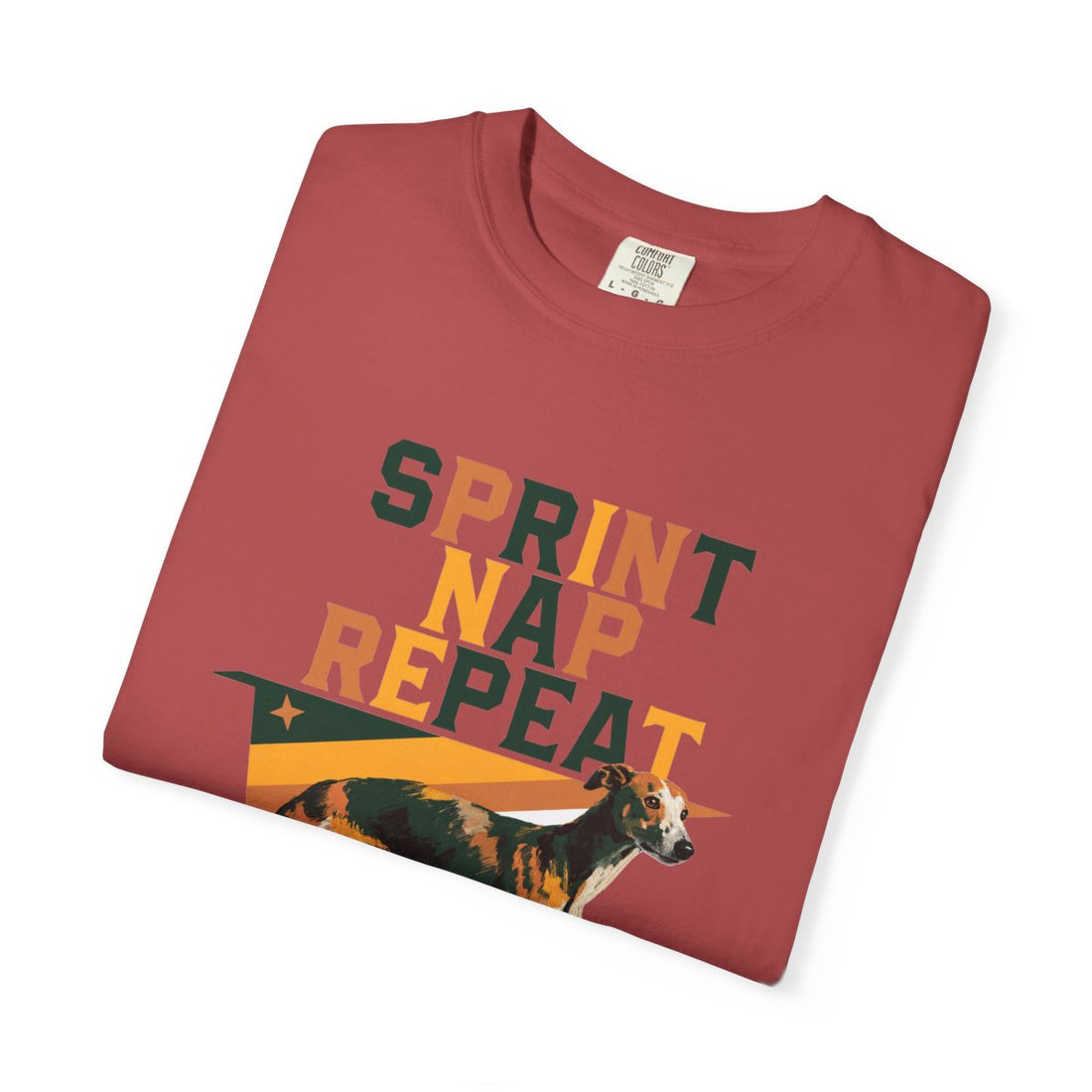 Crimson — Folded | Whippet 'Sprint Nap Repeat' Garment-Dyed Tee