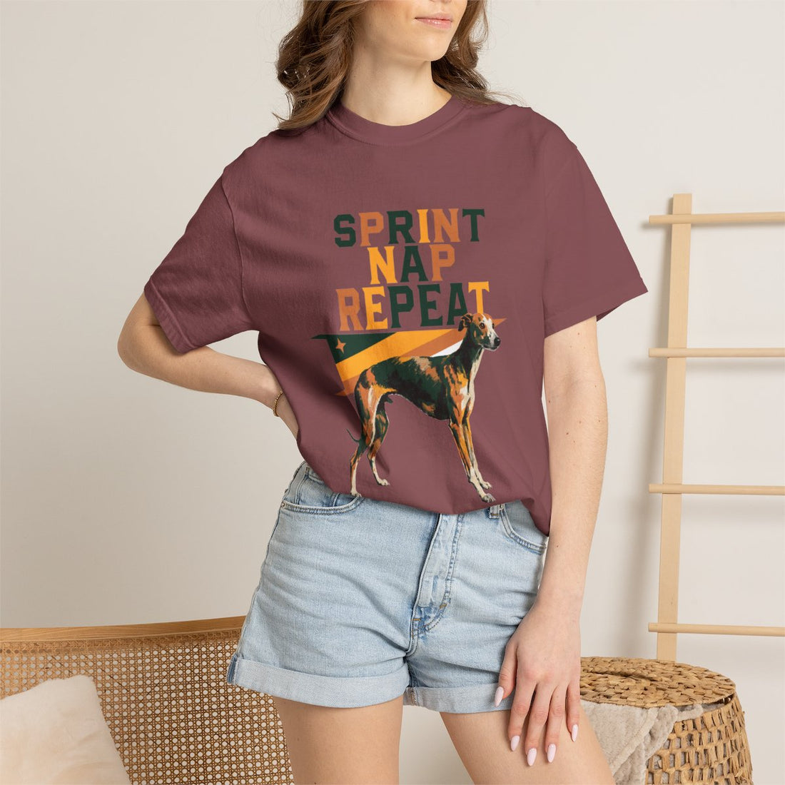 Brick — Lifestyle | Whippet 'Sprint Nap Repeat' Garment-Dyed Tee