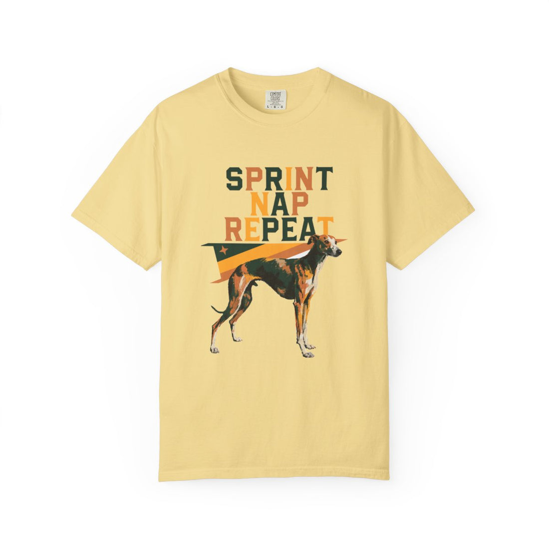 Butter — Front | Whippet 'Sprint Nap Repeat' Garment-Dyed Tee