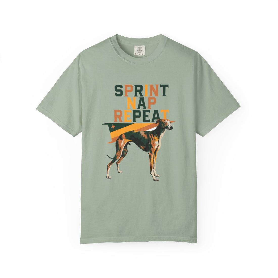 Bay — Front | Whippet 'Sprint Nap Repeat' Garment-Dyed Tee