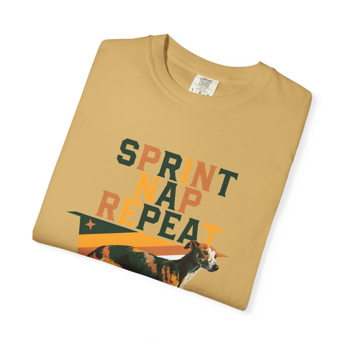 Mustard — Folded | Whippet 'Sprint Nap Repeat' Garment-Dyed Tee