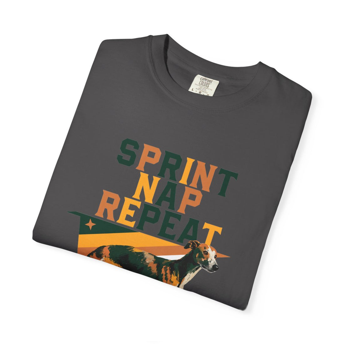 Graphite — Folded | Whippet 'Sprint Nap Repeat' Garment-Dyed Tee