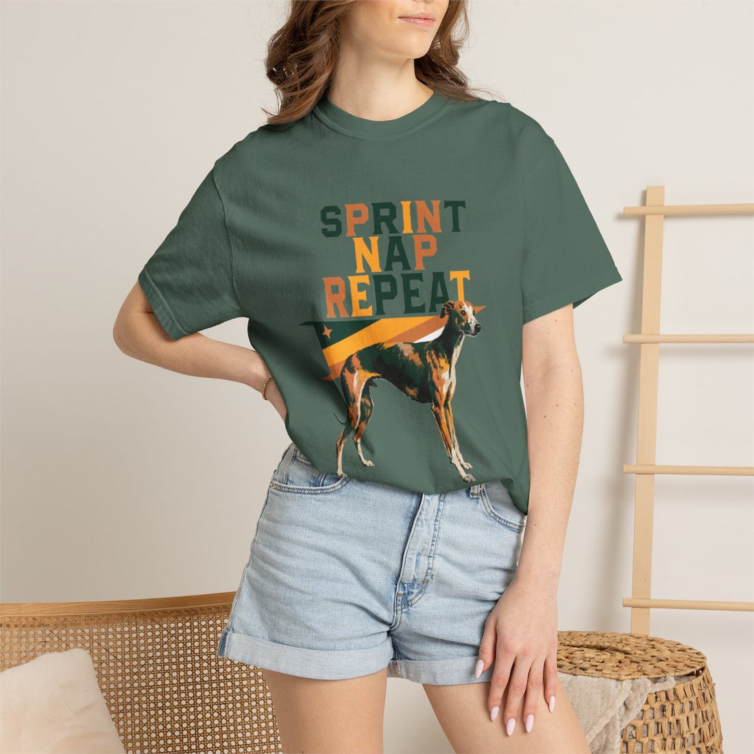 Blue Spruce — Lifestyle | Whippet 'Sprint Nap Repeat' Garment-Dyed Tee
