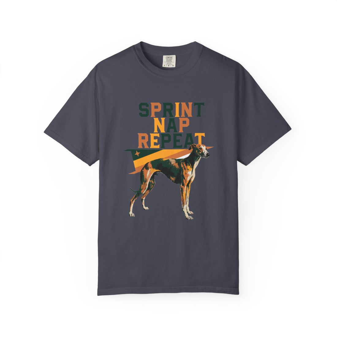 Navy — Front | Whippet 'Sprint Nap Repeat' Garment-Dyed Tee