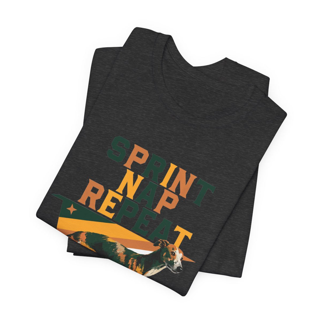 Dark Grey Heather — Folded | Whippet 'Sprint Nap Repeat' Tee