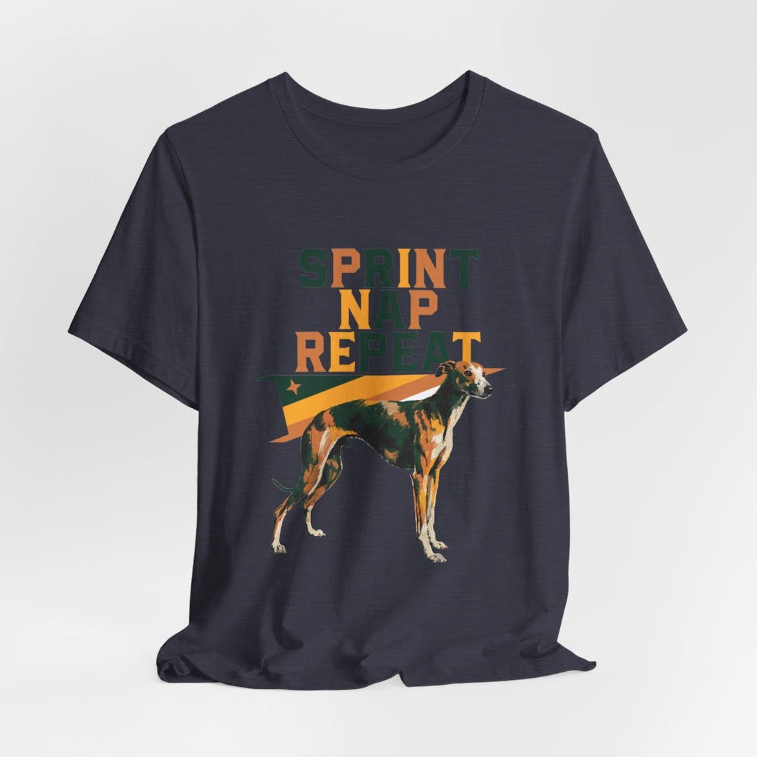 Heather Midnight Navy — Hanging | Whippet 'Sprint Nap Repeat' Tee