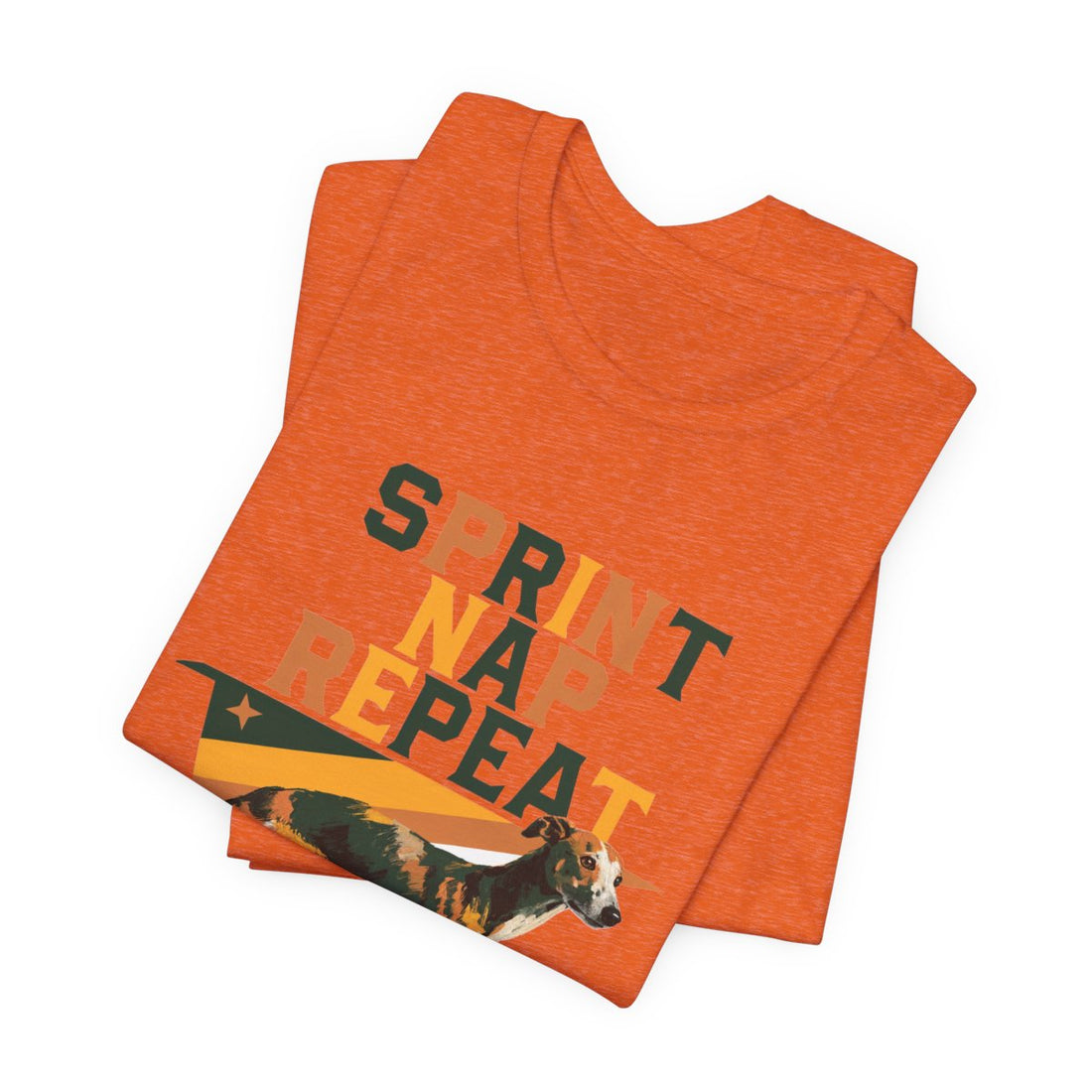 Heather Orange — Folded | Whippet 'Sprint Nap Repeat' Tee