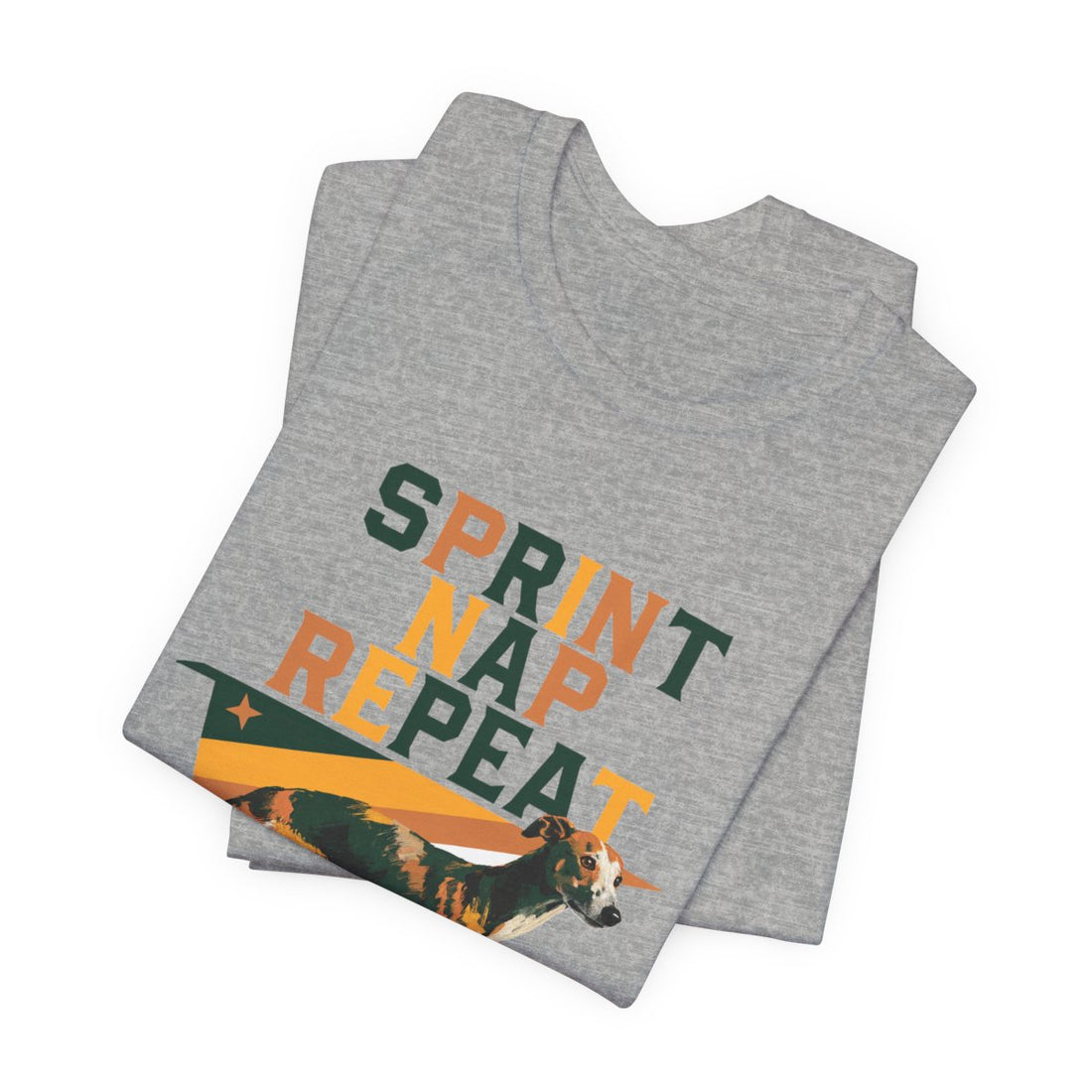 Athletic Heather — Folded | Whippet 'Sprint Nap Repeat' Tee