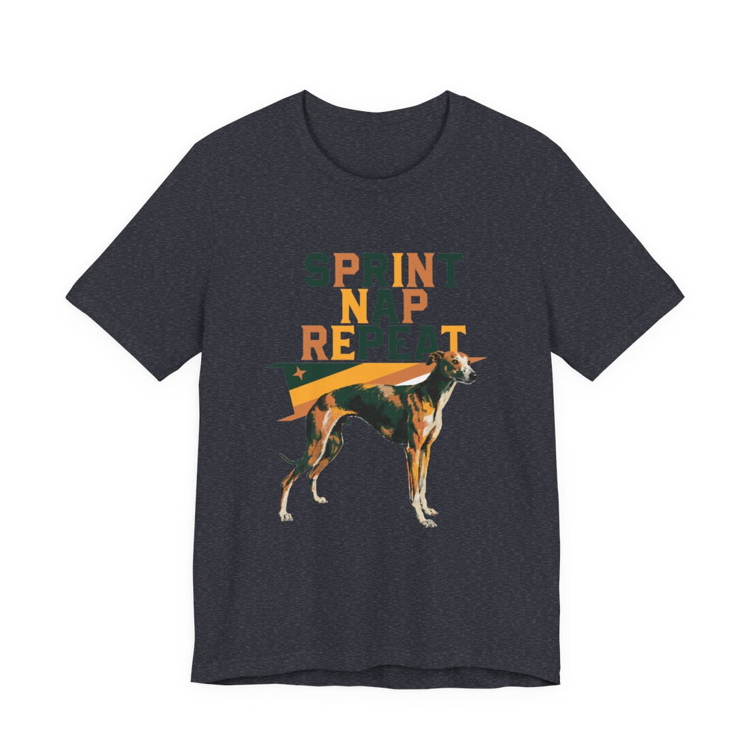 Heather Navy — Front | Whippet 'Sprint Nap Repeat' Tee