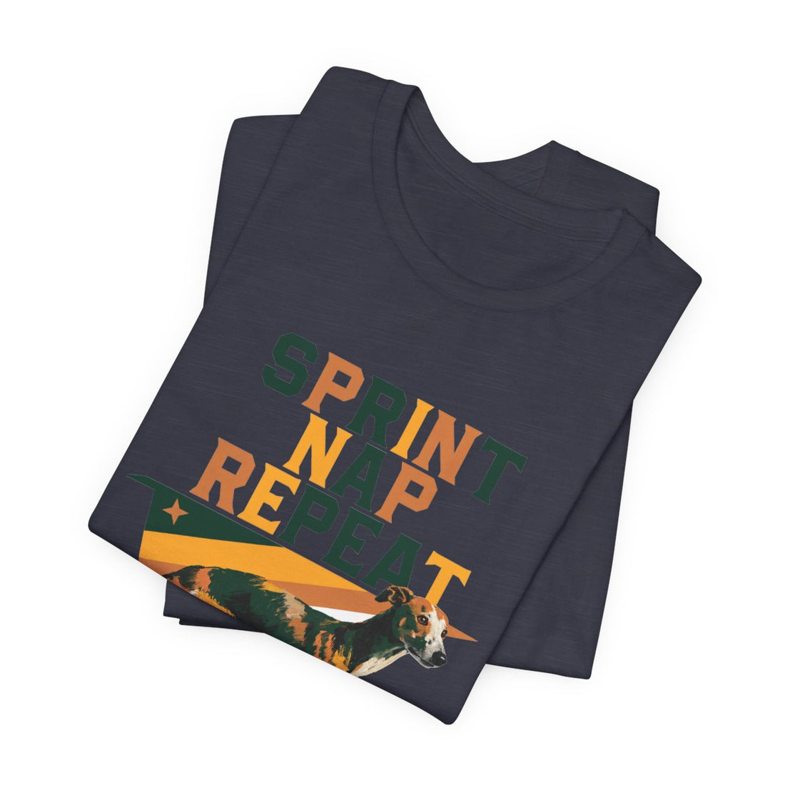 Heather Midnight Navy — Folded | Whippet 'Sprint Nap Repeat' Tee