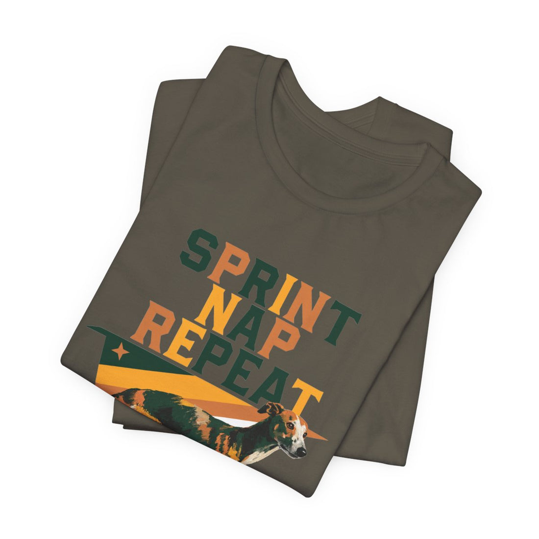 Army — Folded | Whippet 'Sprint Nap Repeat' Tee