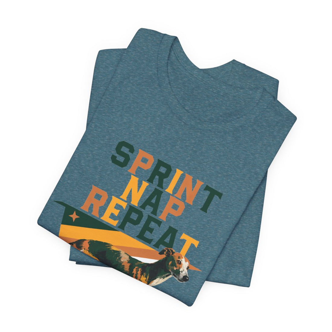 Heather Deep Teal — Folded | Whippet 'Sprint Nap Repeat' Tee