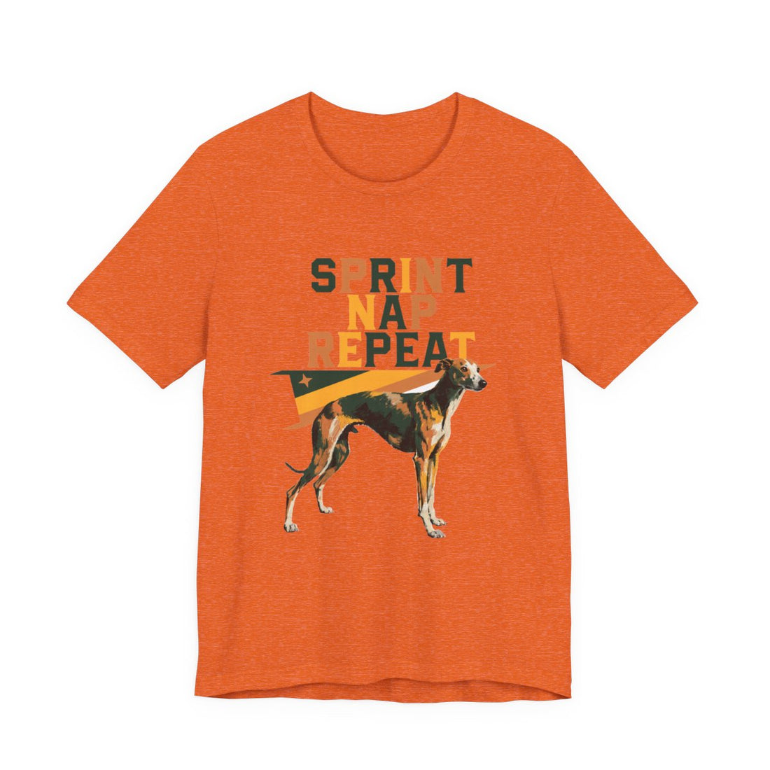 Heather Orange — Front | Whippet 'Sprint Nap Repeat' Tee