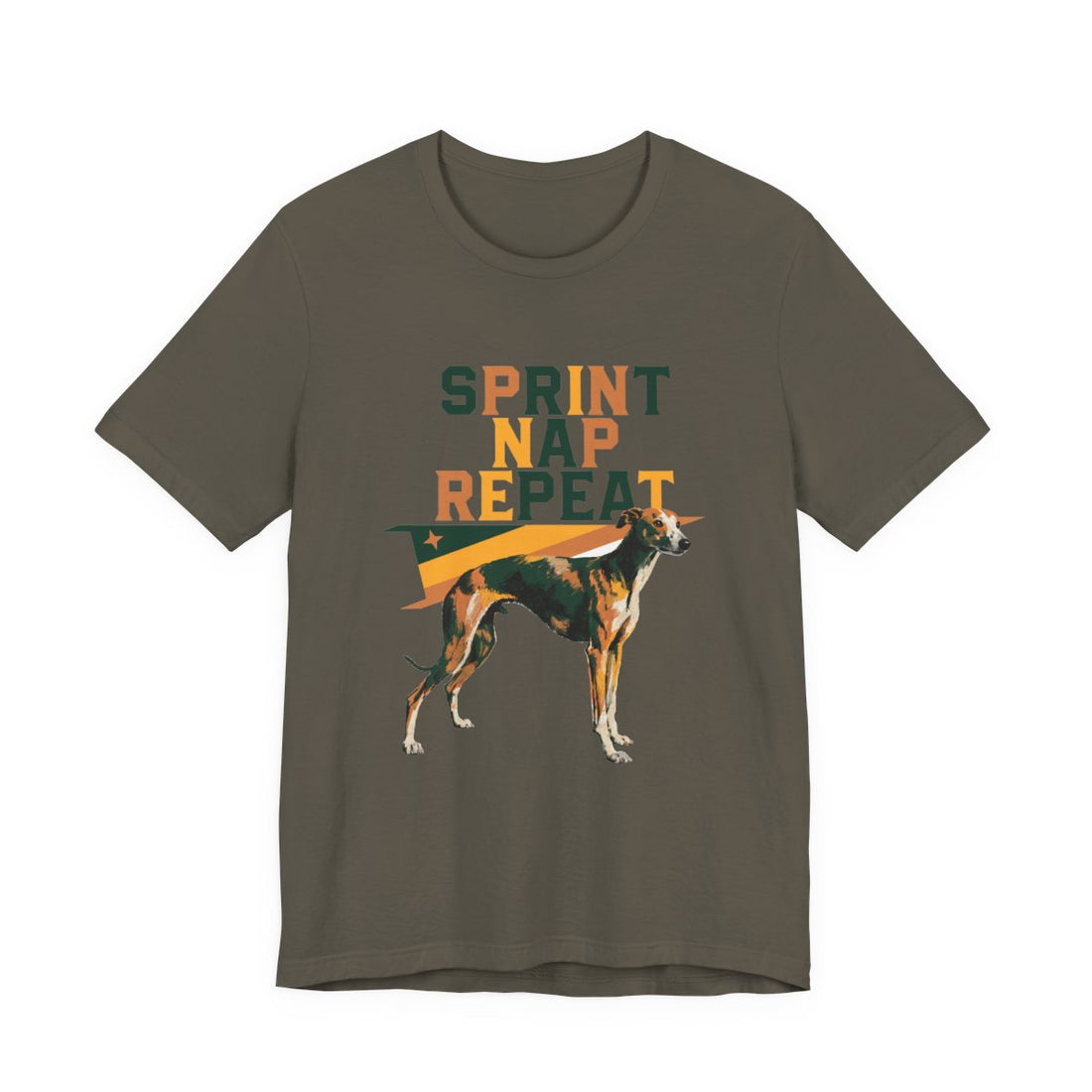 Army — Front | Whippet 'Sprint Nap Repeat' Tee