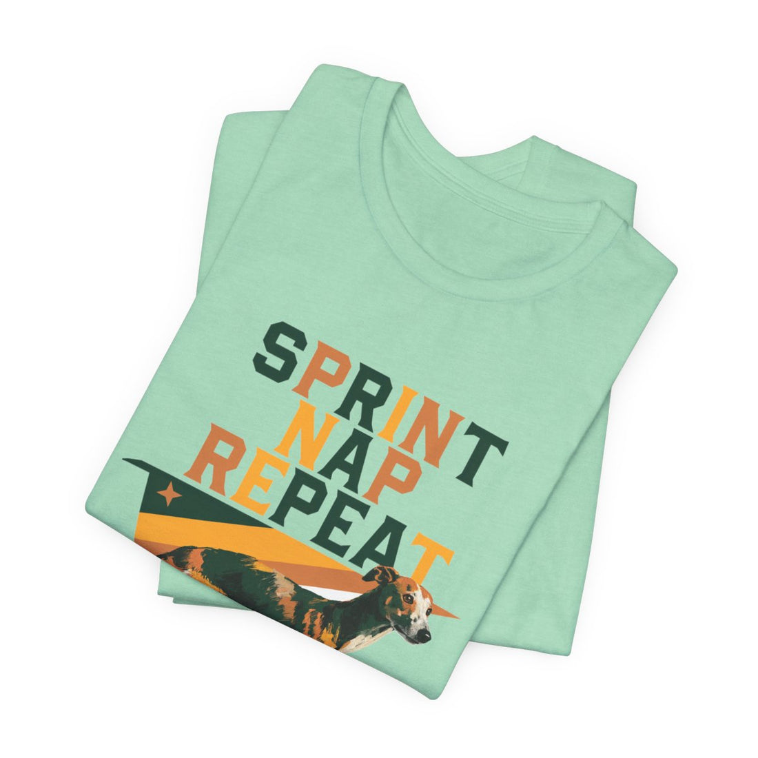 Heather Mint — Folded | Whippet 'Sprint Nap Repeat' Tee