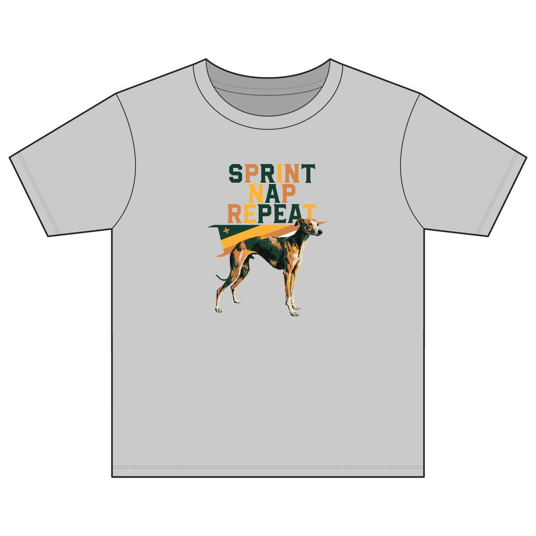Sport Grey — Front | Whippet 'Sprint Nap Repeat' Youth Tee