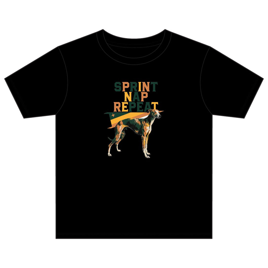 Black — Front | Whippet 'Sprint Nap Repeat' Youth Tee