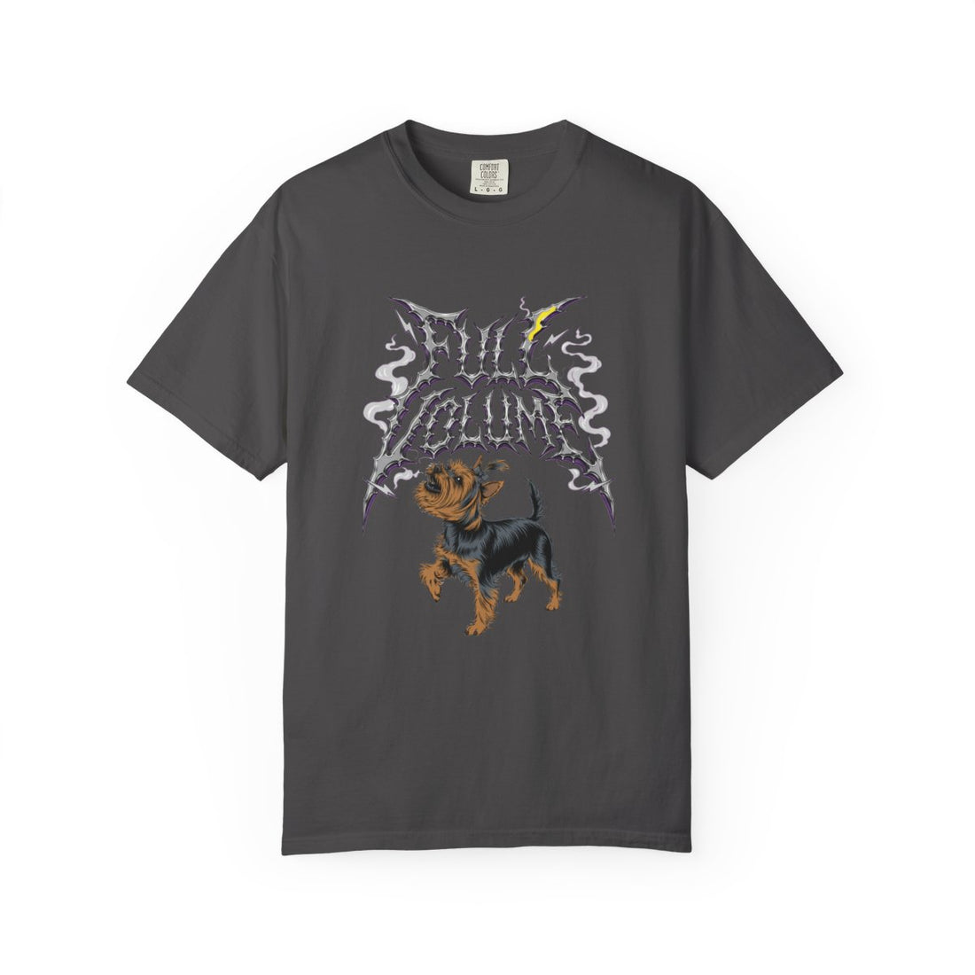 Graphite — Front | Yorkshire Terrier 'Full Volume' Garment-Dyed Tee