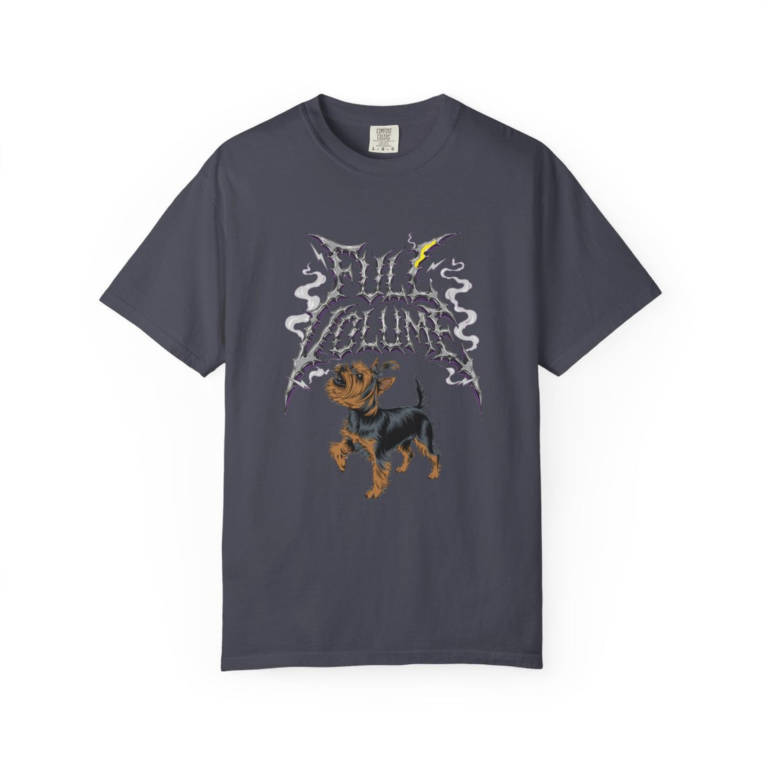 Navy — Front | Yorkshire Terrier 'Full Volume' Garment-Dyed Tee