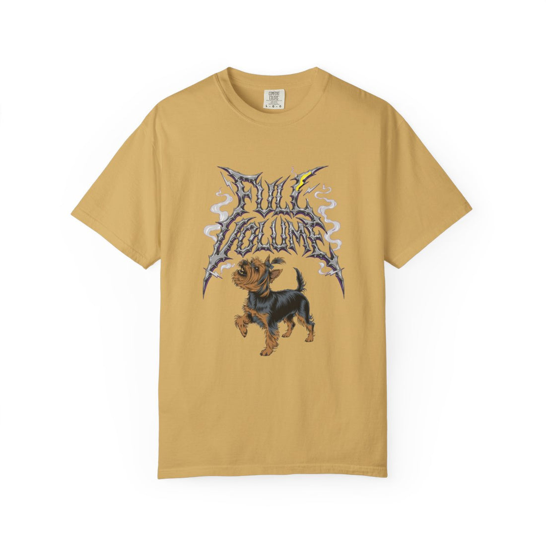Mustard — Front | Yorkshire Terrier 'Full Volume' Garment-Dyed Tee